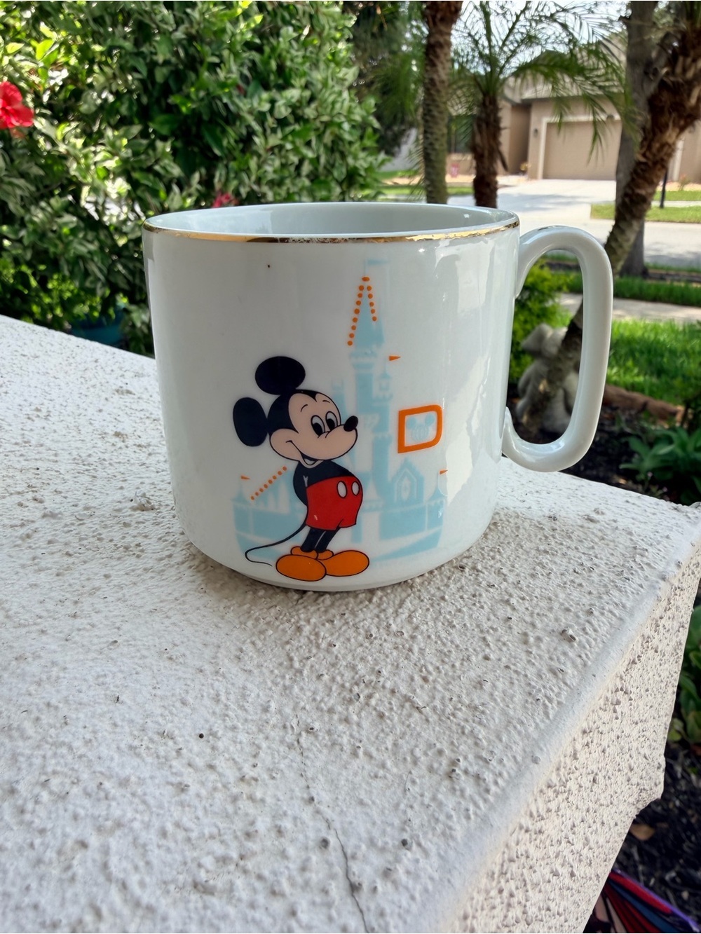 Vintage Walt Disney World Mickey Mouse Castle Coffee Mug Tea Cup Japan Gold Rim